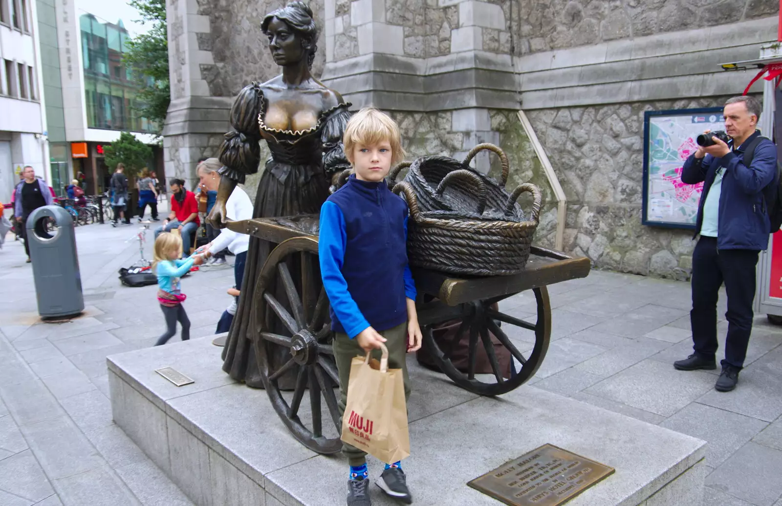 Harry by the Molly Malone statue, from Busking in Temple Bar, Dublin, Ireland - 12th August 2019