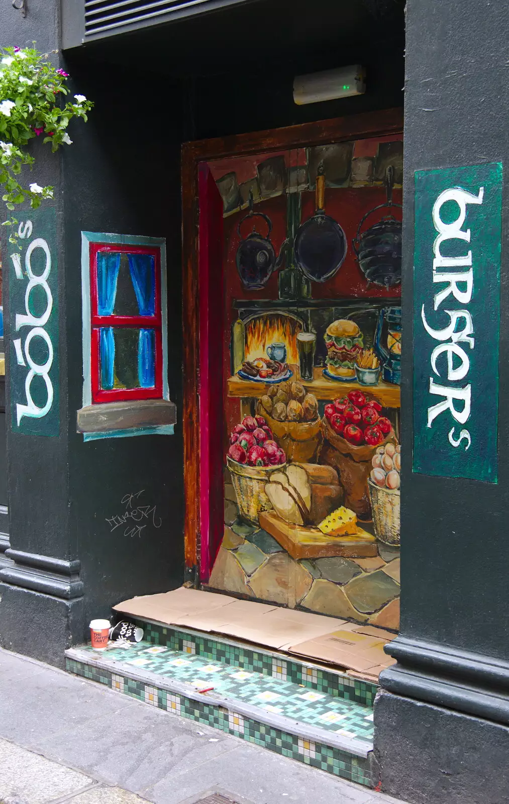 Interesting door art, from Busking in Temple Bar, Dublin, Ireland - 12th August 2019