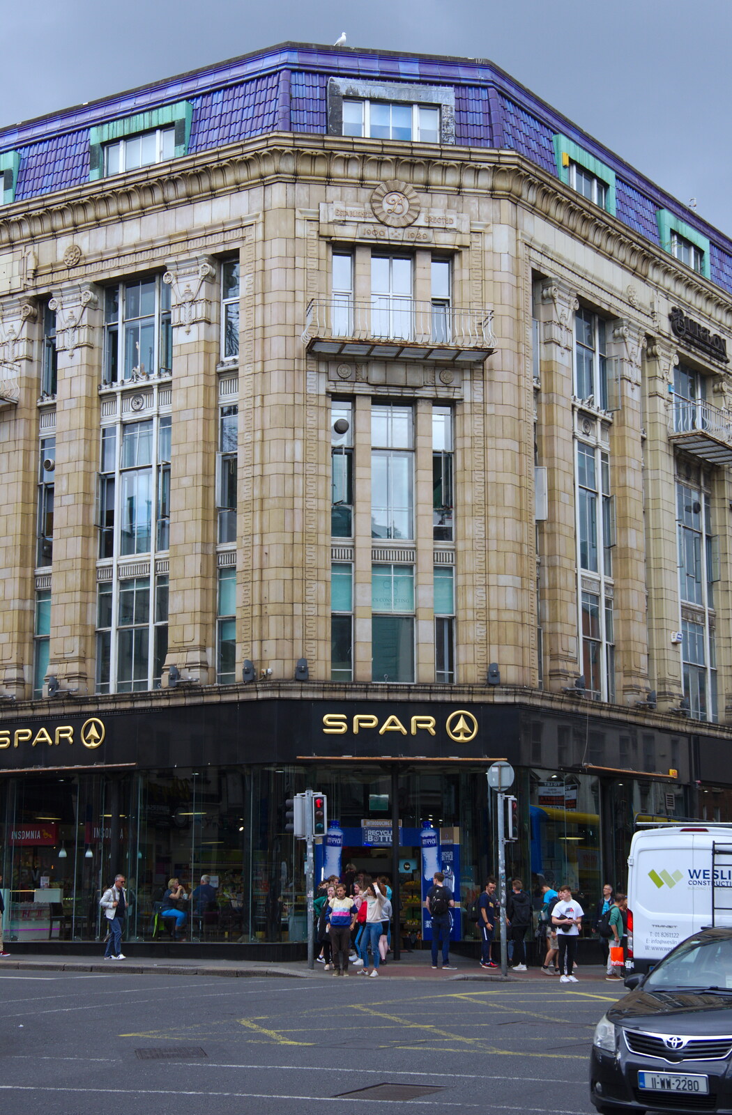 Lovely 1920s Spar building from Busking in Temple Bar, Dublin, Ireland - 12th August 2019