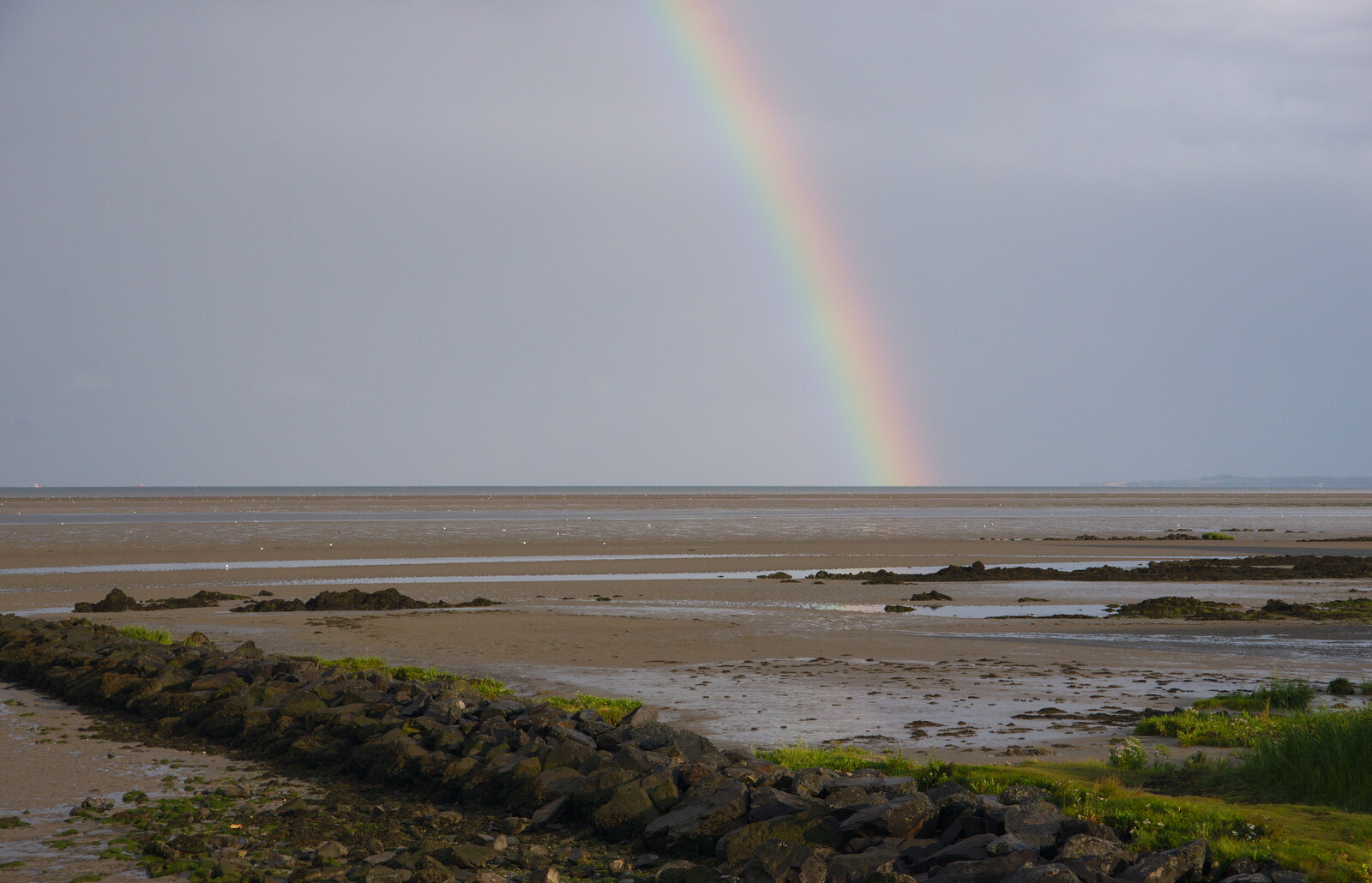 The rainbow's end lands in the sea from The Fleadh Cheoil na hÉireann, Droichead Átha, Co. Louth, Ireland - 13th August 2019