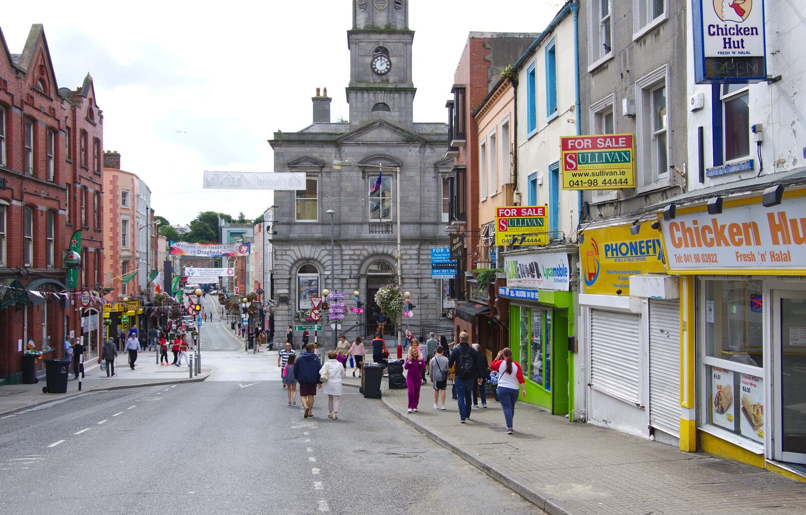 Drogheda town centre from The Fleadh Cheoil na hÉireann, Droichead Átha, Co. Louth, Ireland - 13th August 2019
