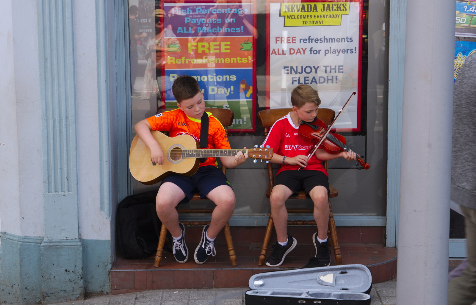 Guitar and fiddle from The Fleadh Cheoil na hÉireann, Droichead Átha, Co. Louth, Ireland - 13th August 2019