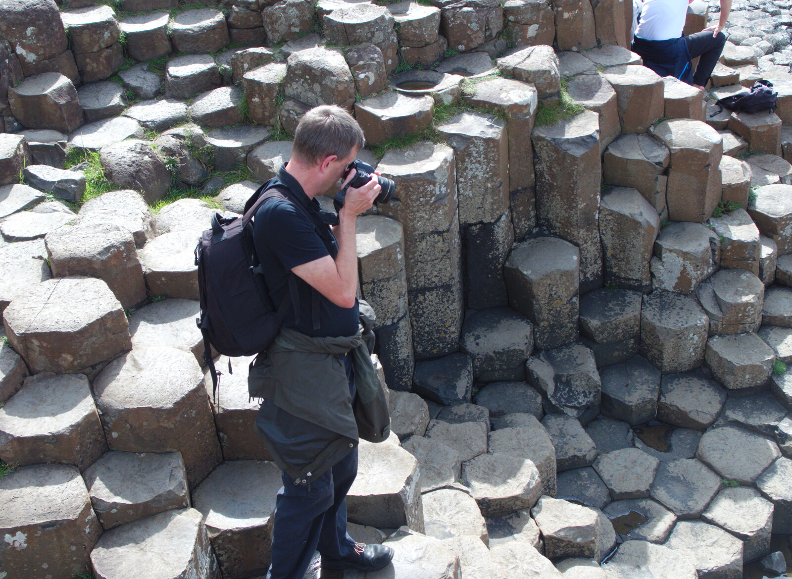 Fred takes a photo of Nosher taking a photo from The Giant's Causeway, Bushmills, County Antrim, Northern Ireland - 14th August 2019