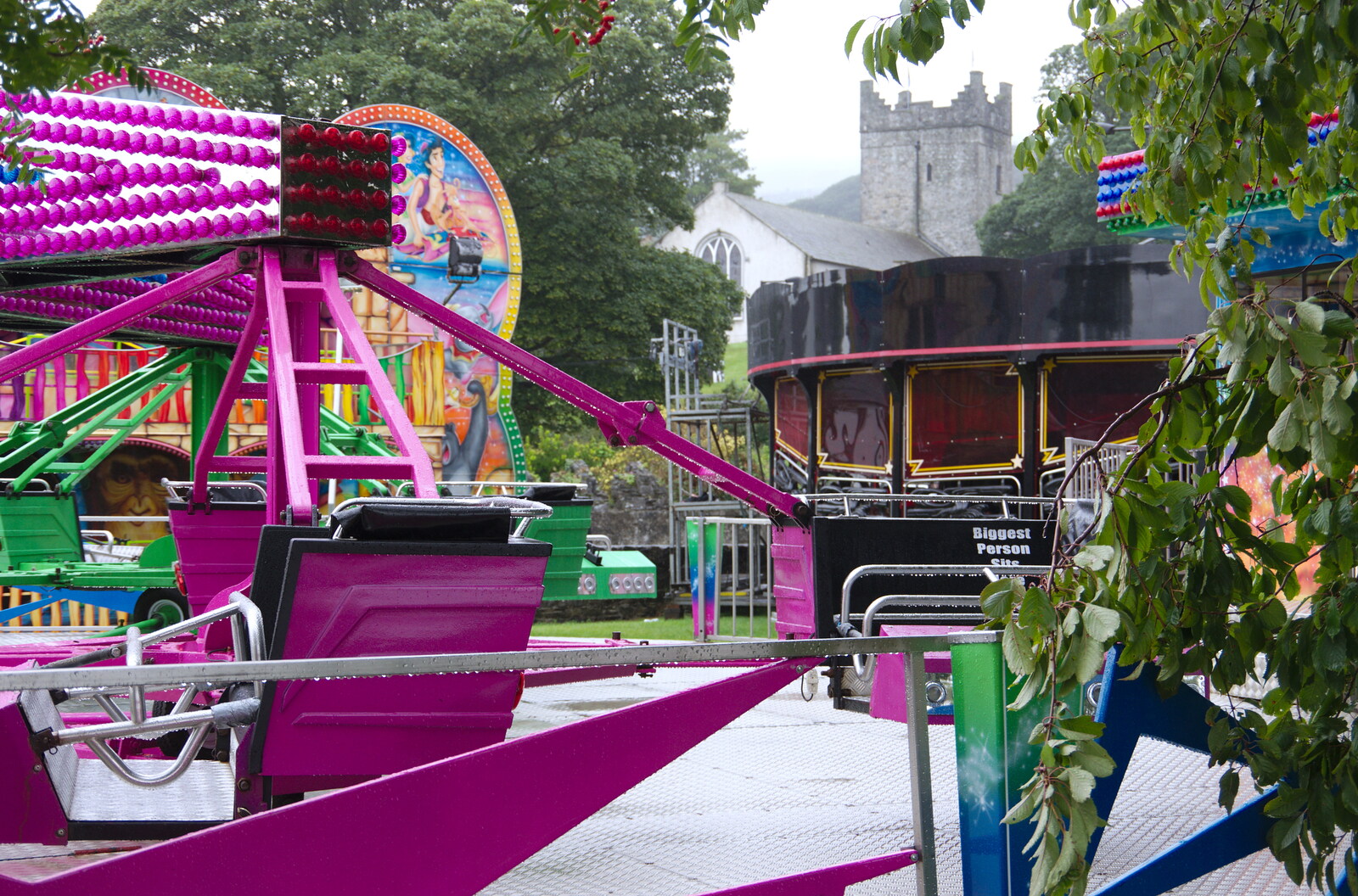 A fairground ride in the rain from The Giant's Causeway, Bushmills, County Antrim, Northern Ireland - 14th August 2019