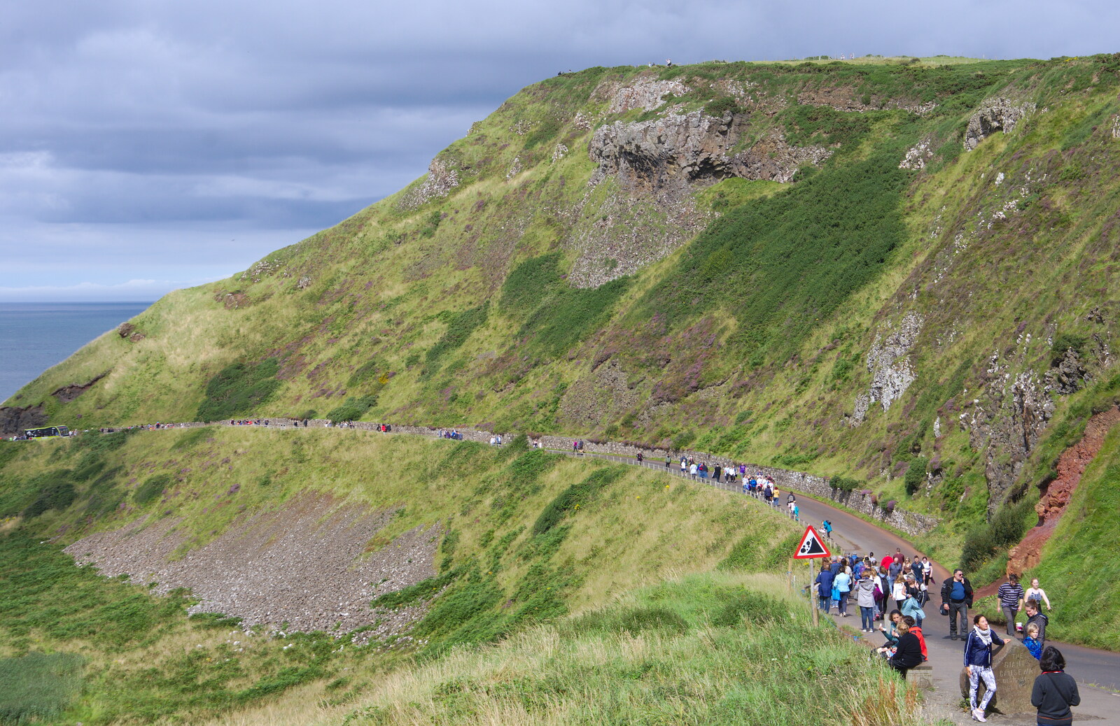 There's a stream of people coming and going from The Giant's Causeway, Bushmills, County Antrim, Northern Ireland - 14th August 2019