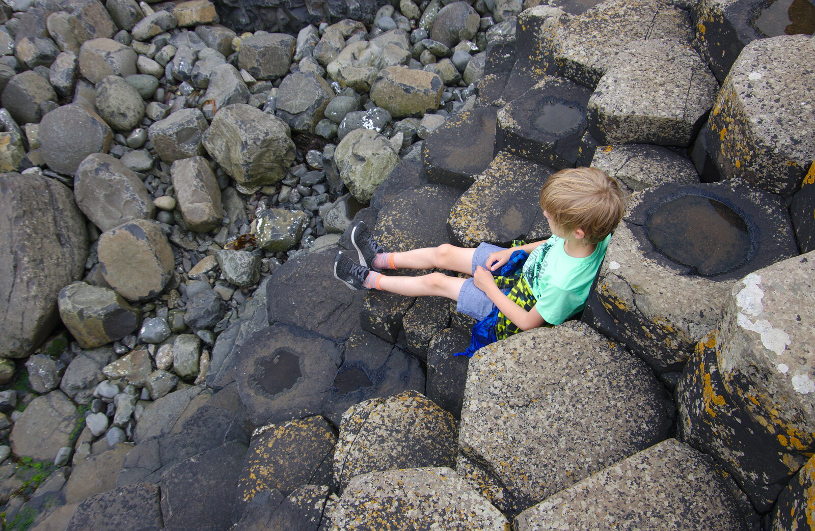 Harry sits down for a bit from The Giant's Causeway, Bushmills, County Antrim, Northern Ireland - 14th August 2019