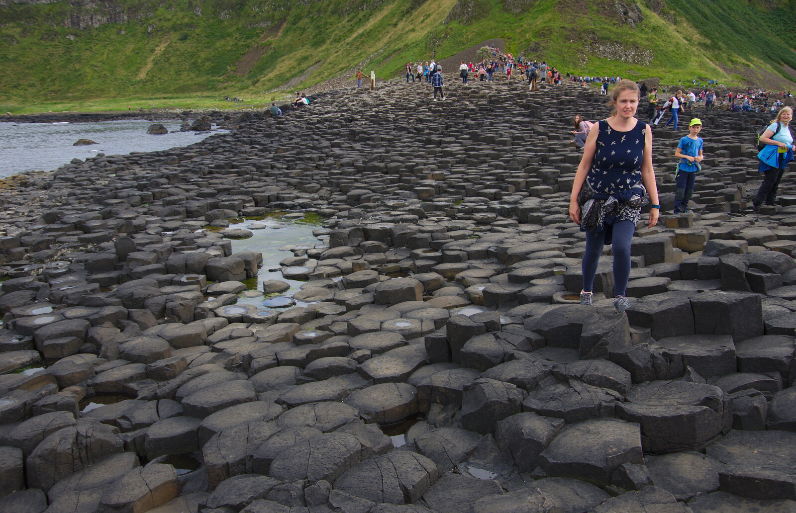 Isobel strides around from The Giant's Causeway, Bushmills, County Antrim, Northern Ireland - 14th August 2019