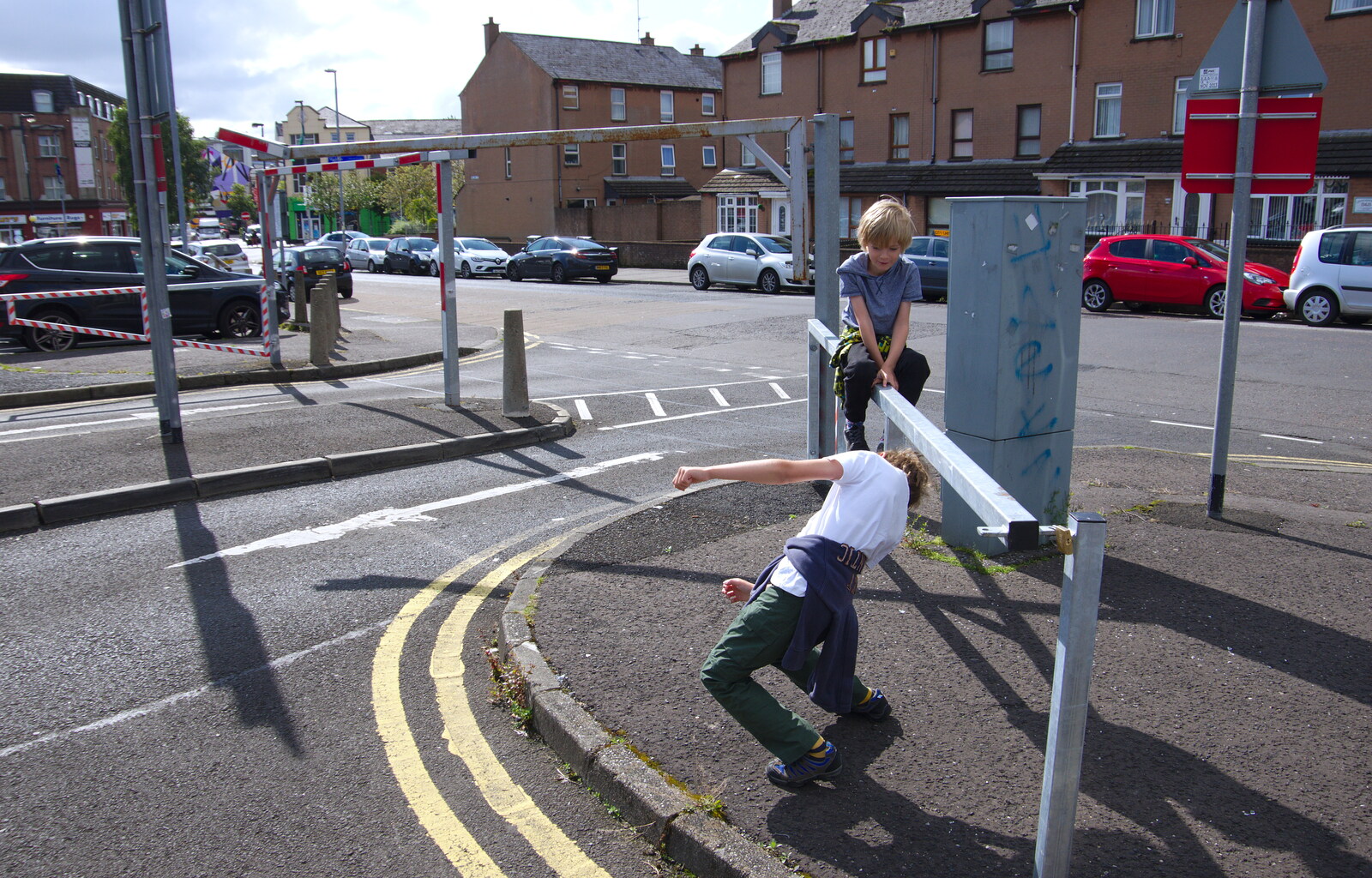 The boys mess around at William Street car park from A Day in Derry, County Londonderry, Northern Ireland - 15th August 2019