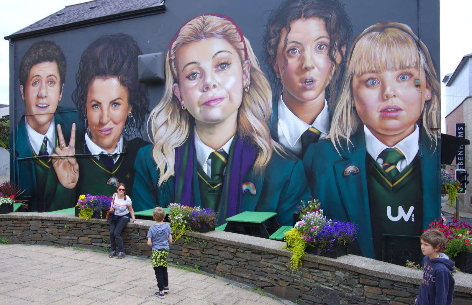 The Derry Girls mural, by UV Arts from A Day in Derry, County Londonderry, Northern Ireland - 15th August 2019