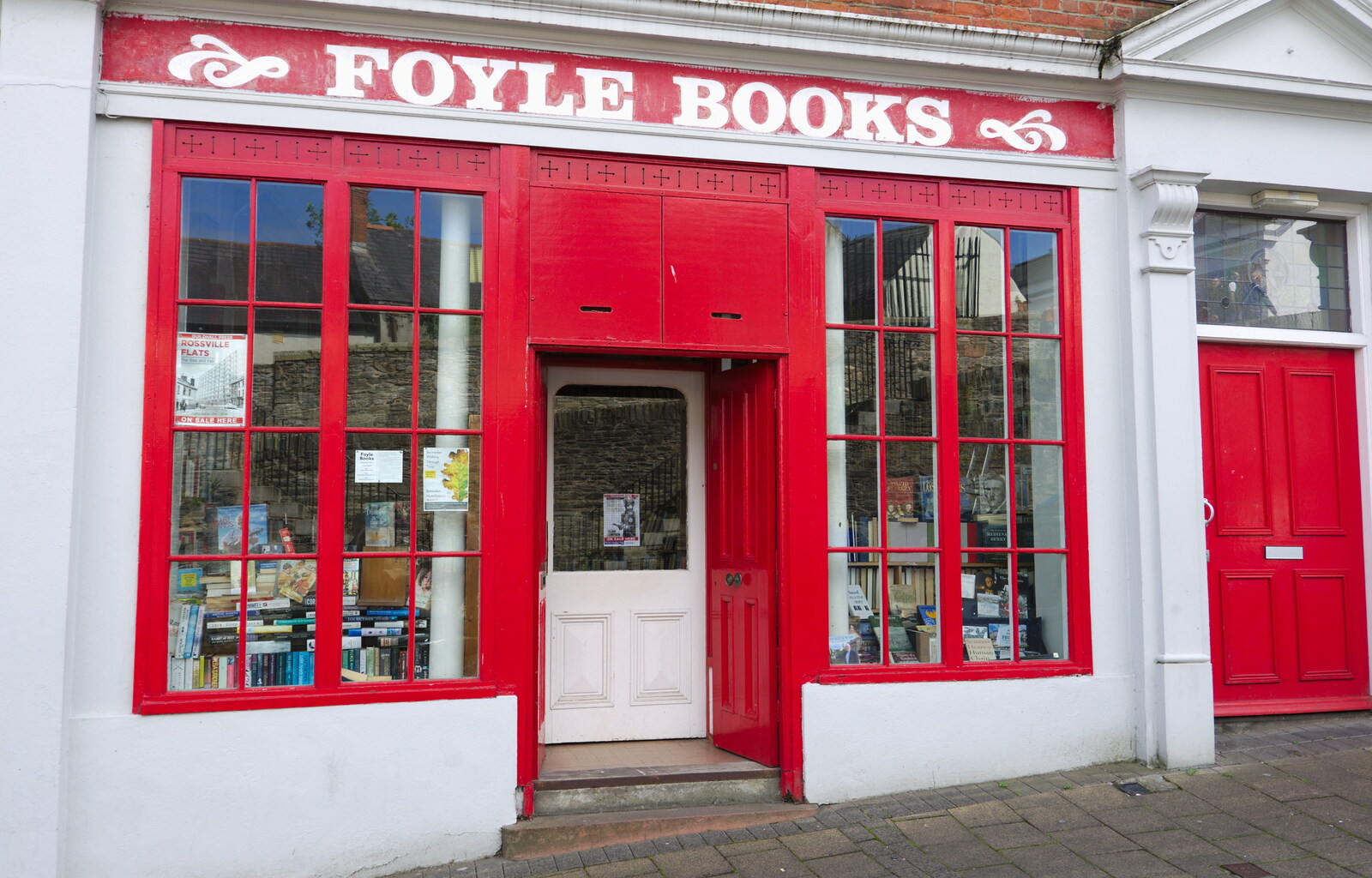 The red-and-white Foyle Books from A Day in Derry, County Londonderry, Northern Ireland - 15th August 2019