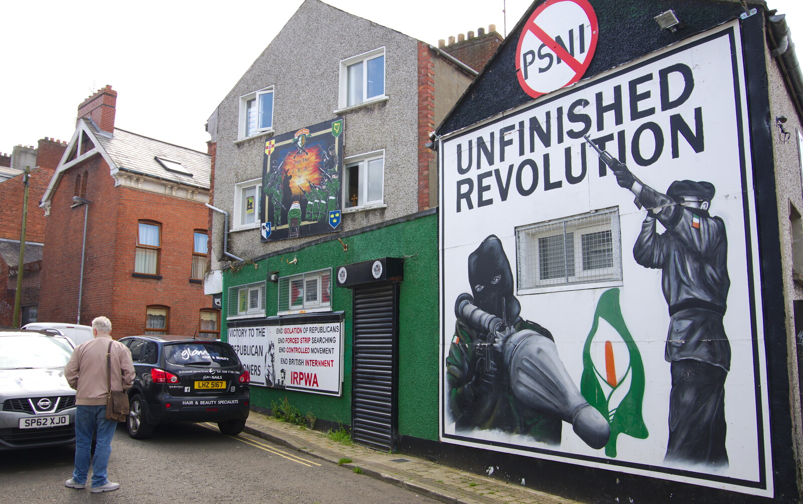 Some very Republican murals on Harvey Street from A Day in Derry, County Londonderry, Northern Ireland - 15th August 2019