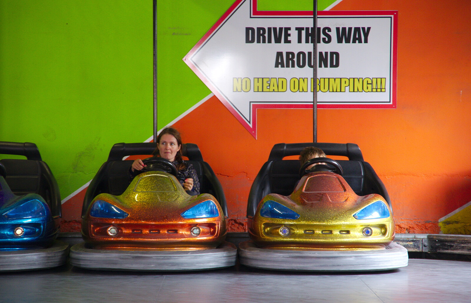 Isobel looks pensive on the dodgems from A Day in Derry, County Londonderry, Northern Ireland - 15th August 2019