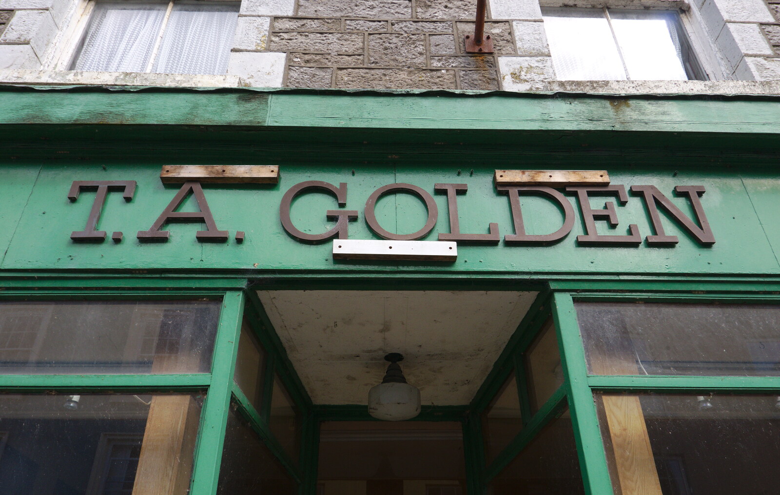 T. A. Golden shop sign from Open Mic Night, Bía Sláinte, Manorhamilton, Ireland - 17th August 2019