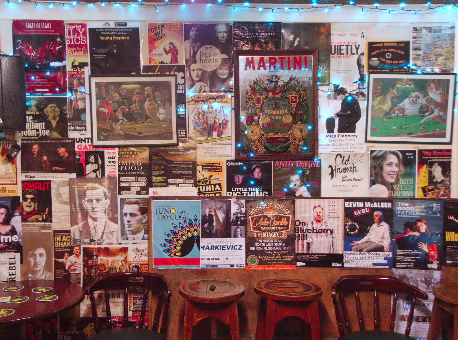 Lots of posters in Biddy's Bar from Glencar Waterfall and Parke's Castle, Kilmore, Leitrim, Ireland - 18th August 2019