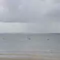 Boats on the sea, with a wall of rain, Mullaghmore Beach and Marble Arch Caves, Sligo and Fermanagh, Ireland - 19th August 2019