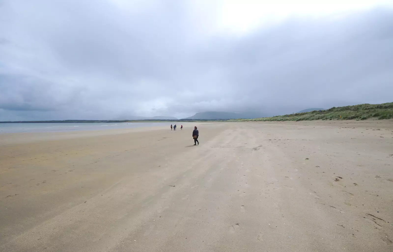 Isobel and the gang are as dots on the beach, from Mullaghmore Beach and Marble Arch Caves, Sligo and Fermanagh, Ireland - 19th August 2019