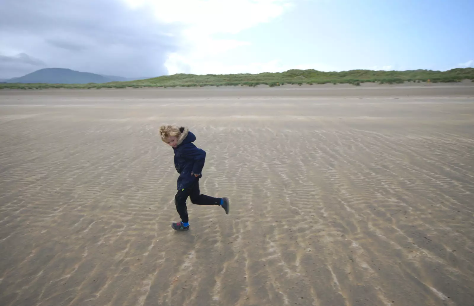 Harry runs around like a lunatic, from Mullaghmore Beach and Marble Arch Caves, Sligo and Fermanagh, Ireland - 19th August 2019