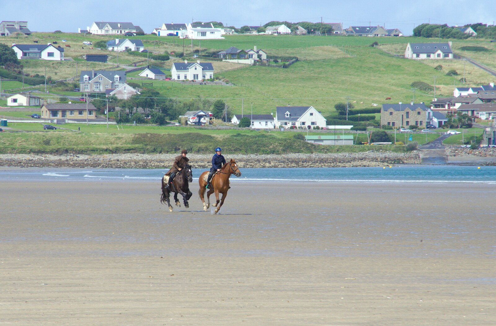 Some horses go out for a gallop from Mullaghmore Beach and Marble Arch Caves, Sligo and Fermanagh, Ireland - 19th August 2019