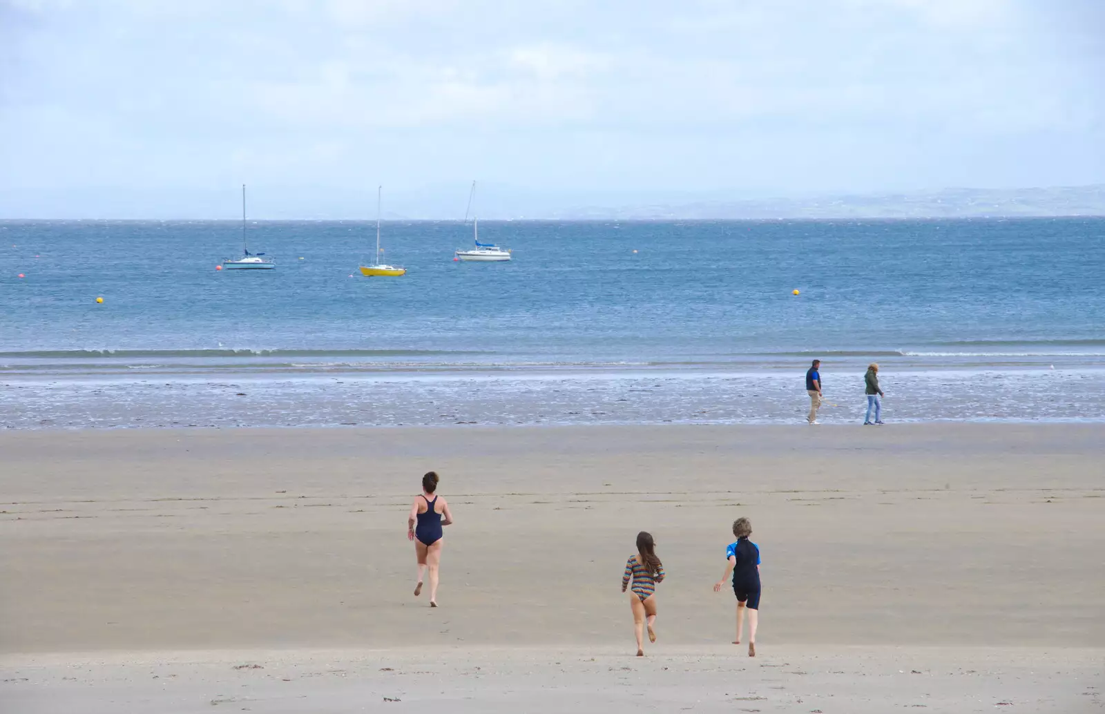 Annalua and Fred run off for a swim, from Mullaghmore Beach and Marble Arch Caves, Sligo and Fermanagh, Ireland - 19th August 2019