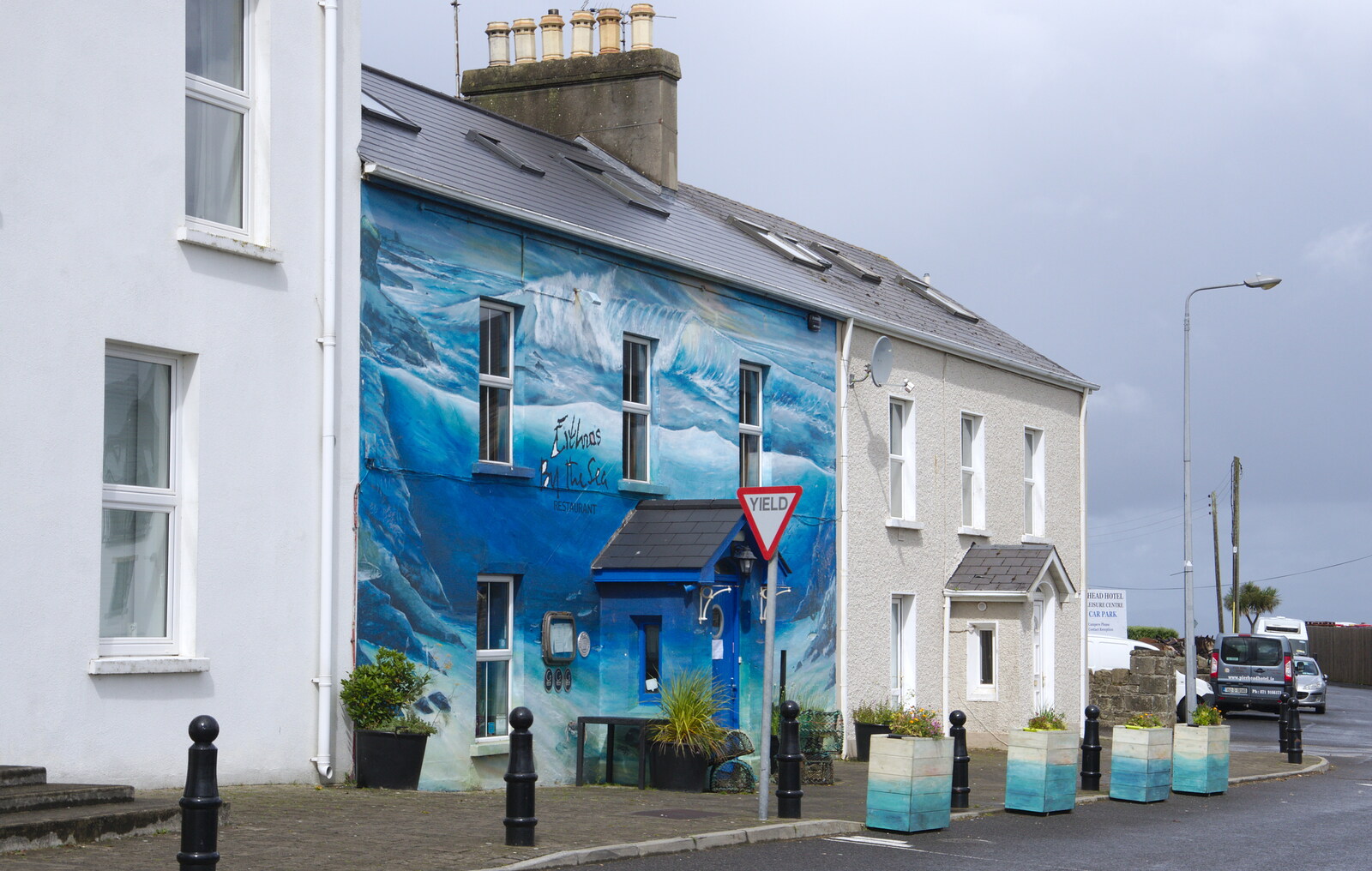 A house painted to look like the sea from Mullaghmore Beach and Marble Arch Caves, Sligo and Fermanagh, Ireland - 19th August 2019