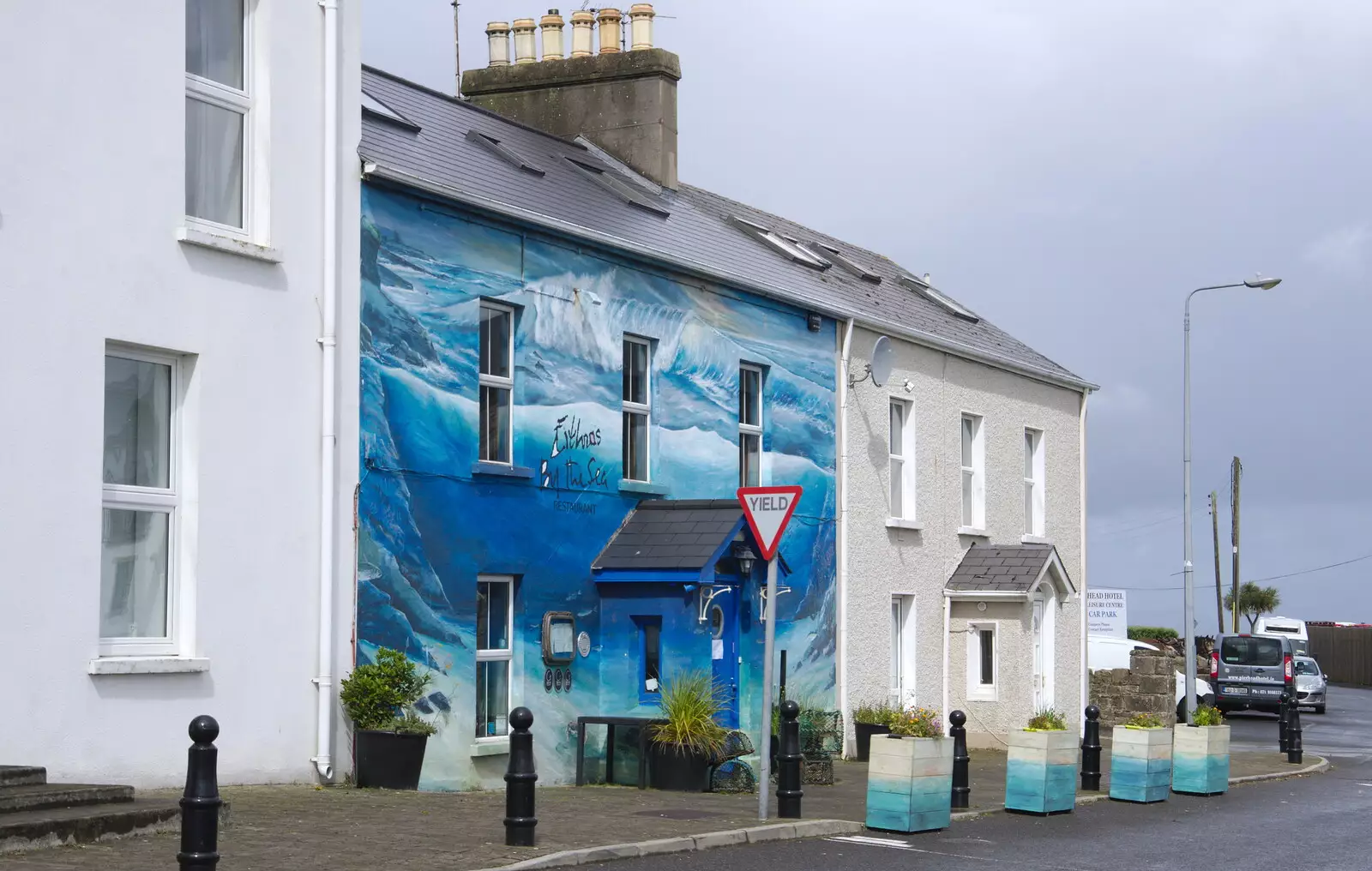 A house painted to look like the sea, from Mullaghmore Beach and Marble Arch Caves, Sligo and Fermanagh, Ireland - 19th August 2019