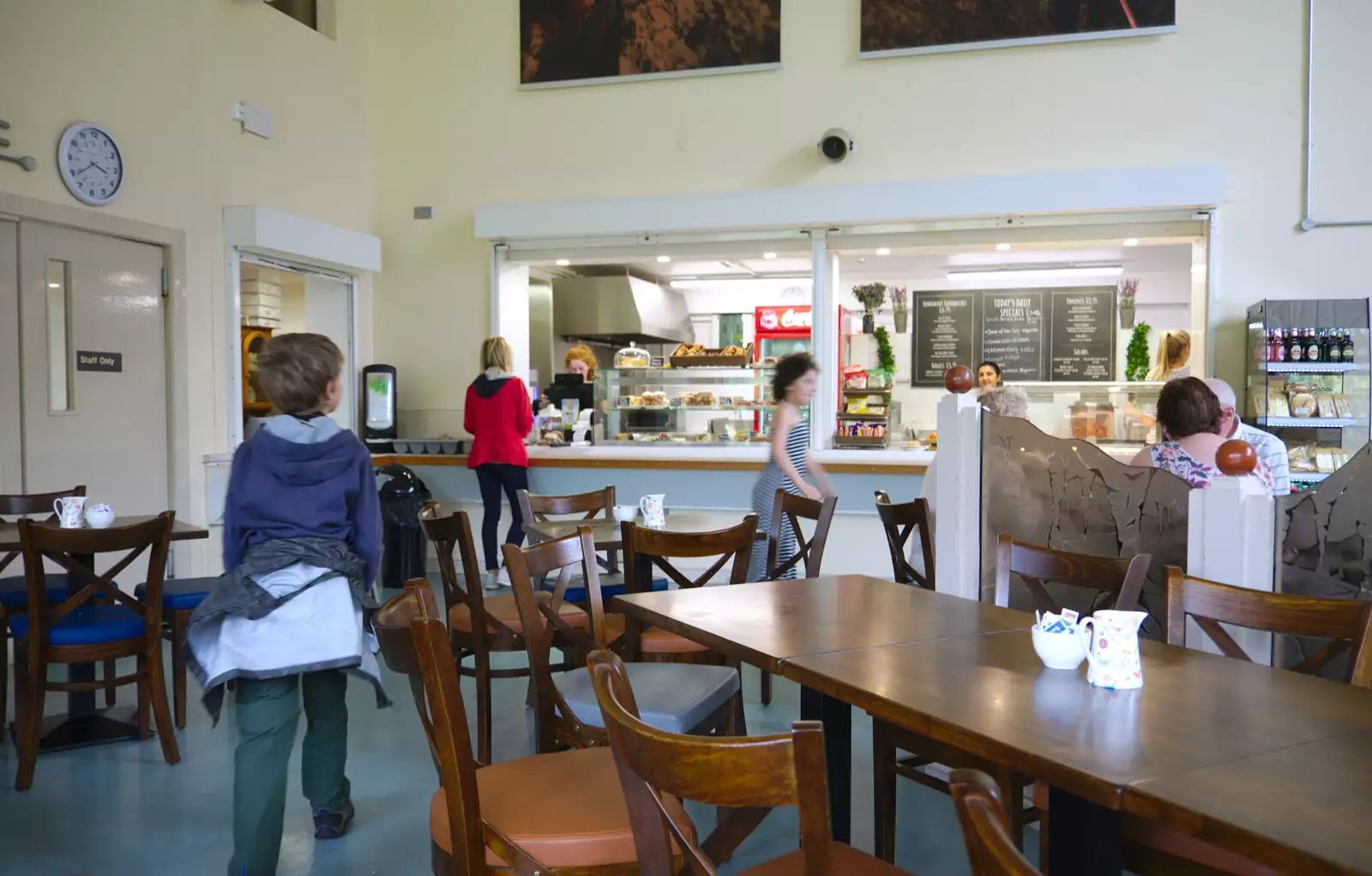 The kids run around in the café, from Mullaghmore Beach and Marble Arch Caves, Sligo and Fermanagh, Ireland - 19th August 2019