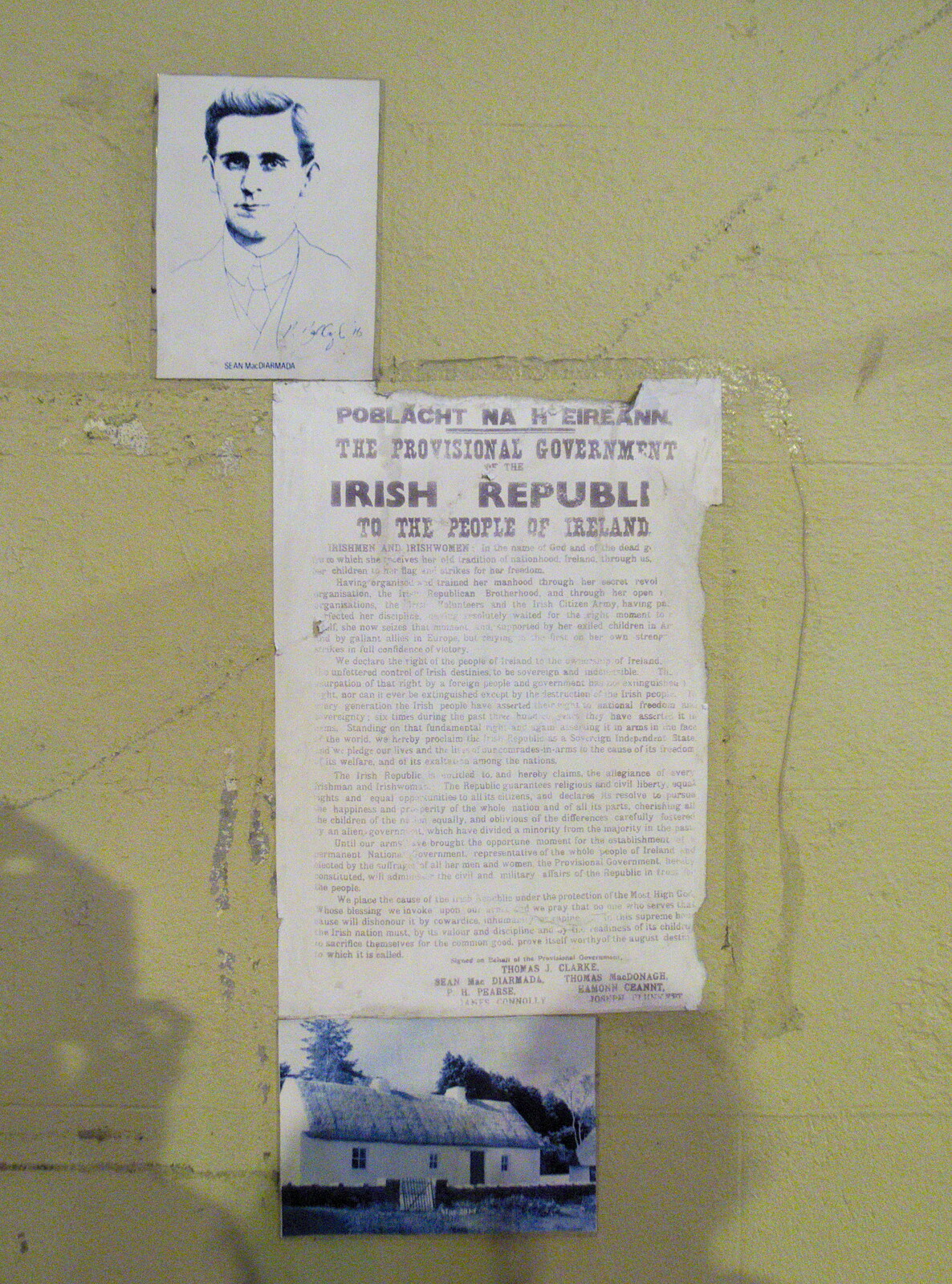 The Proclamation of the Irish Republic on a wall from Florence Court and a Postcard from Sligo, Fermanagh and Sligo, Ireland - 21st August 2019