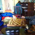 The boys play chess in the Captain's room, Florence Court and a Postcard from Sligo, Fermanagh and Sligo, Ireland - 21st August 2019