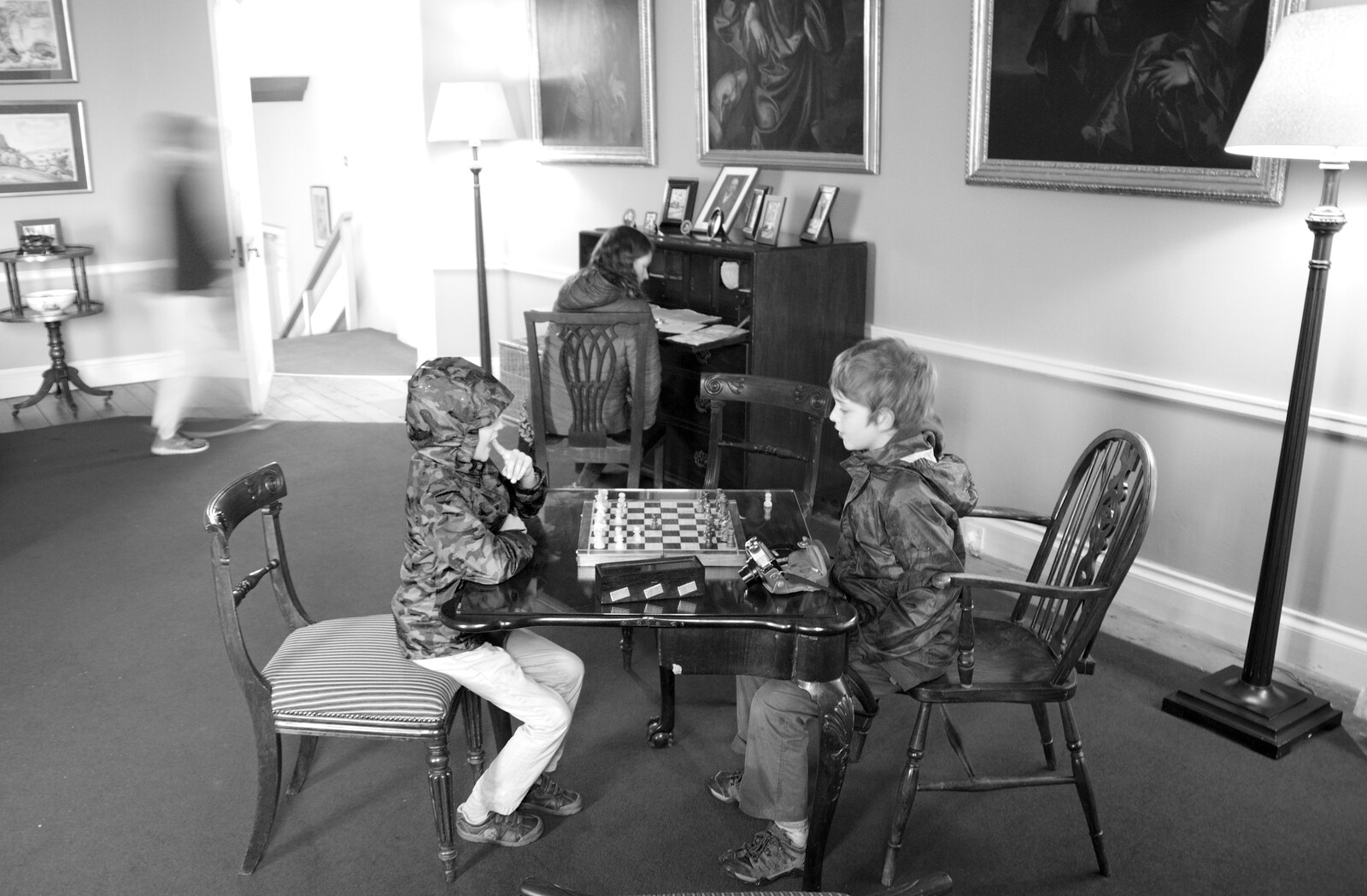Isobel reads the papers as the boys play chess from Florence Court and a Postcard from Sligo, Fermanagh and Sligo, Ireland - 21st August 2019