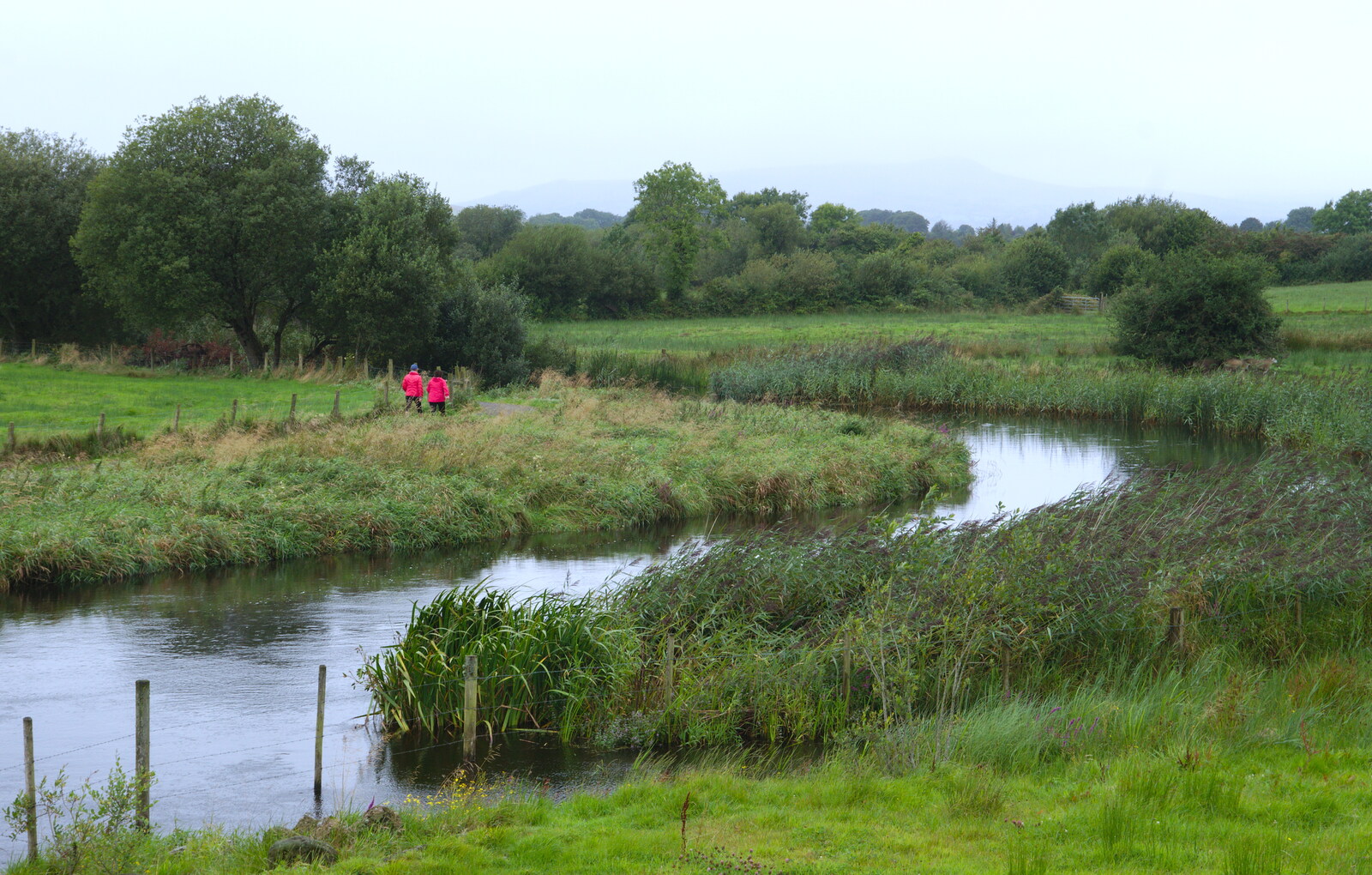 Two pink ladies walk along the Belcoo River from Travels in the Borderlands: An Blaic/Blacklion to Belcoo and back, Cavan and Fermanagh, Ireland - 22nd August 2019
