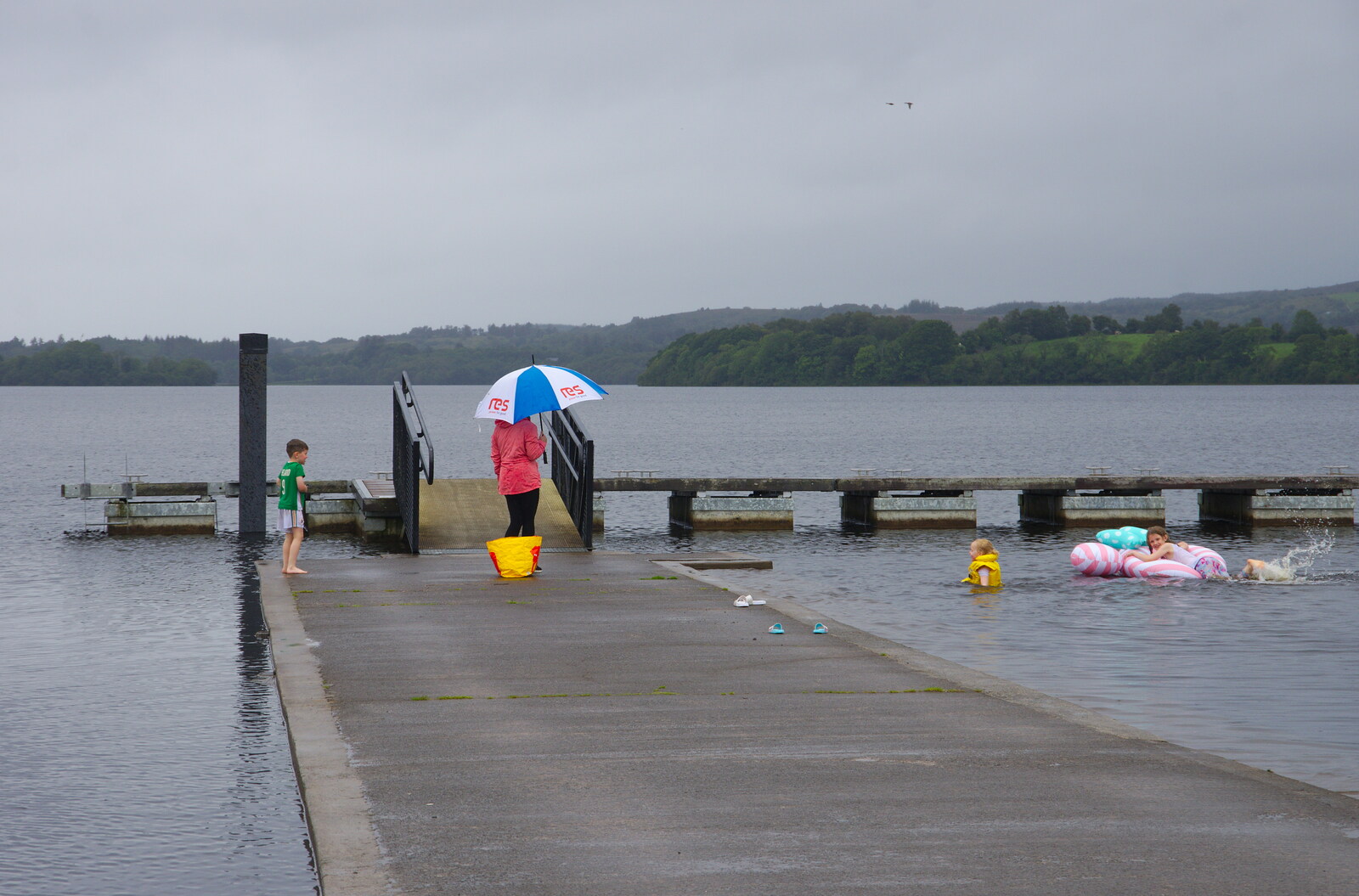 Some children are actually swimming in the rain from Travels in the Borderlands: An Blaic/Blacklion to Belcoo and back, Cavan and Fermanagh, Ireland - 22nd August 2019