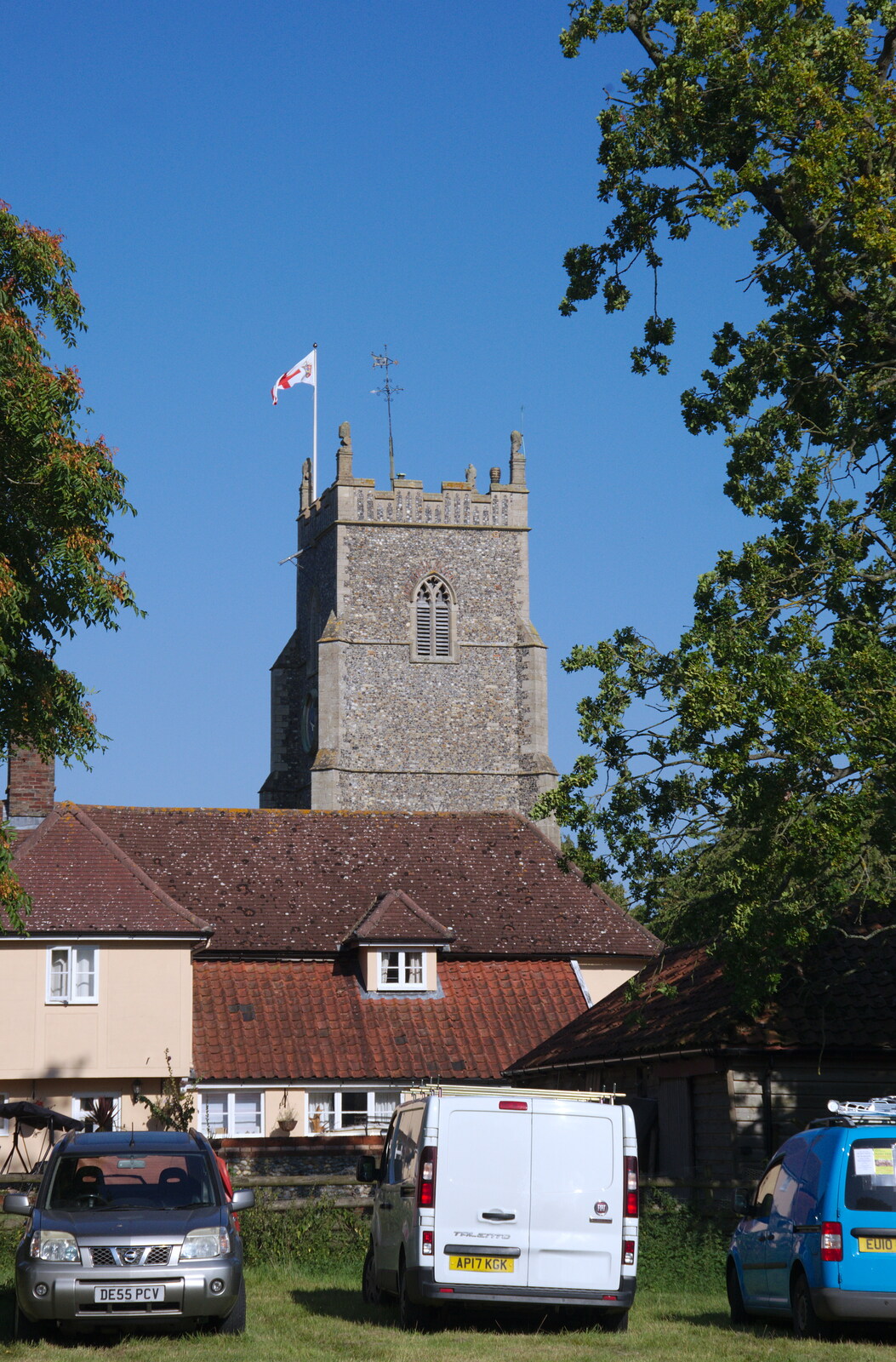 A view of St. Mary's Church from The Gislingham Silver Band at Walsham Le Willows, Suffolk - 26th August 2019