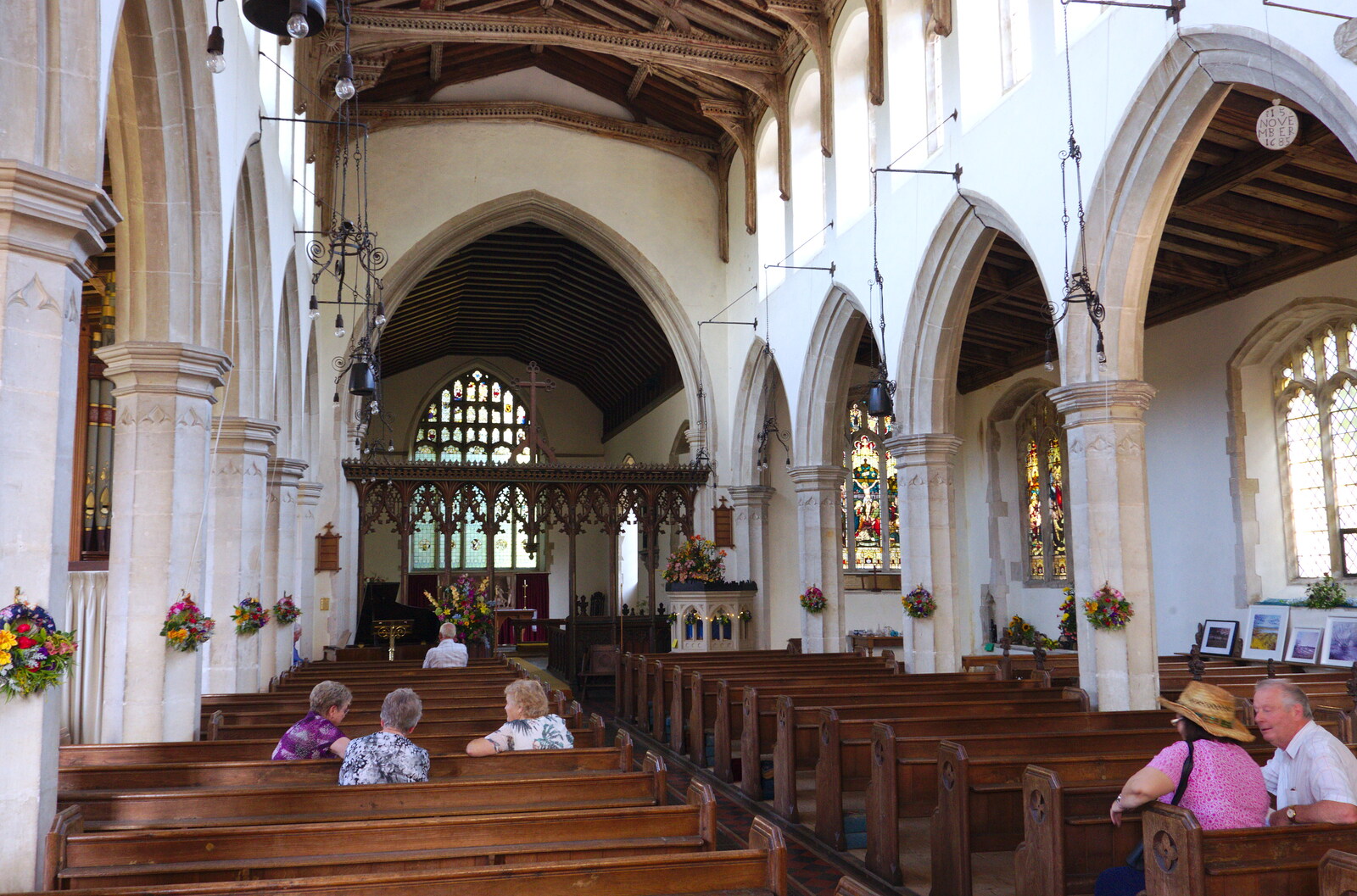 The nave of St. Mary's Church from The Gislingham Silver Band at Walsham Le Willows, Suffolk - 26th August 2019
