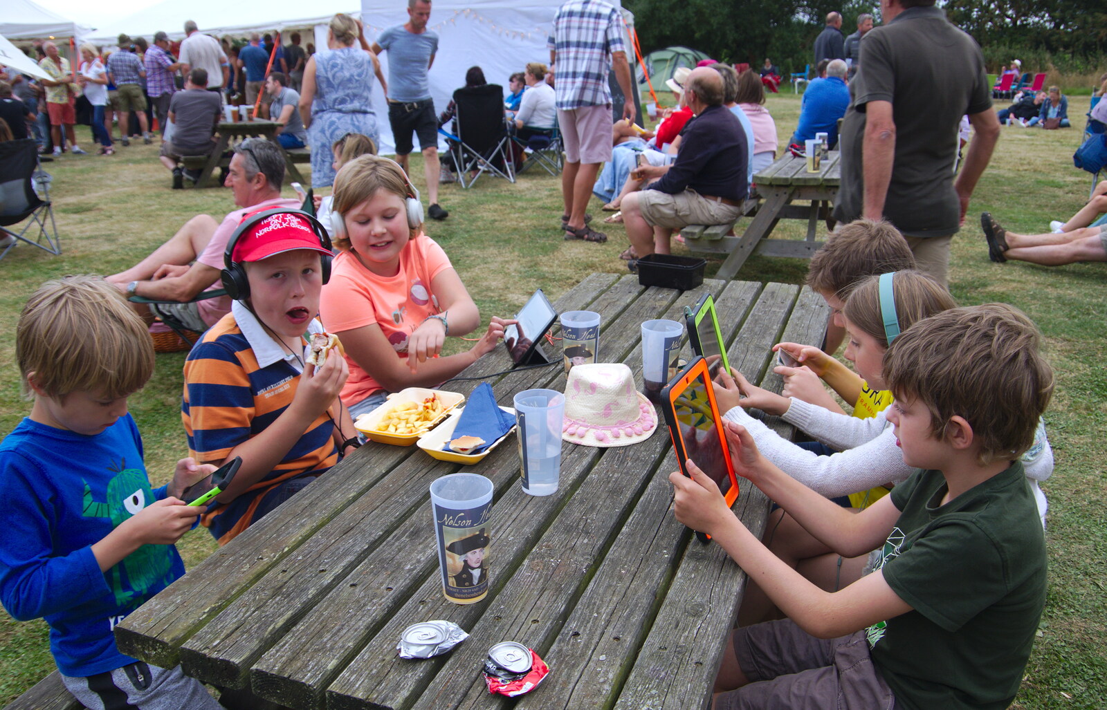 It's device city on the kids' table from Waxham Sands and the Nelson Head Beer Festival, Horsey, Norfolk - 31st August 2019