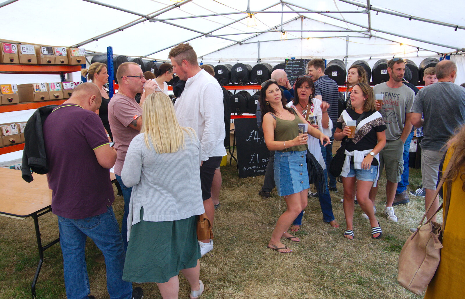 Inside the beer marquee from Waxham Sands and the Nelson Head Beer Festival, Horsey, Norfolk - 31st August 2019