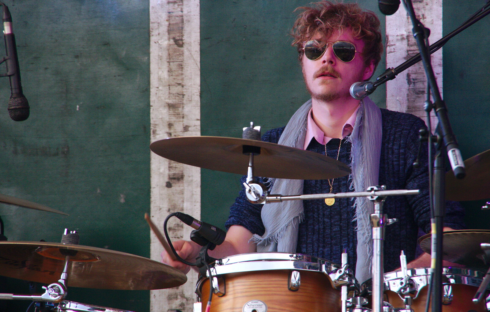 The drummer with Pilot shades from Waxham Sands and the Nelson Head Beer Festival, Horsey, Norfolk - 31st August 2019