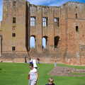 Isobel and Harry roam around in front of the older keep, Kenilworth Castle and the 69th Entry Reunion Dinner, Stratford, Warwickshire - 14th September 2019
