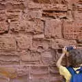 Fred inspects some awesome sanstone erosion, Kenilworth Castle and the 69th Entry Reunion Dinner, Stratford, Warwickshire - 14th September 2019