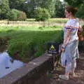 Isobel looks out over a stream, Kenilworth Castle and the 69th Entry Reunion Dinner, Stratford, Warwickshire - 14th September 2019