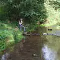 The boys want to cross via the stepping stones, Kenilworth Castle and the 69th Entry Reunion Dinner, Stratford, Warwickshire - 14th September 2019