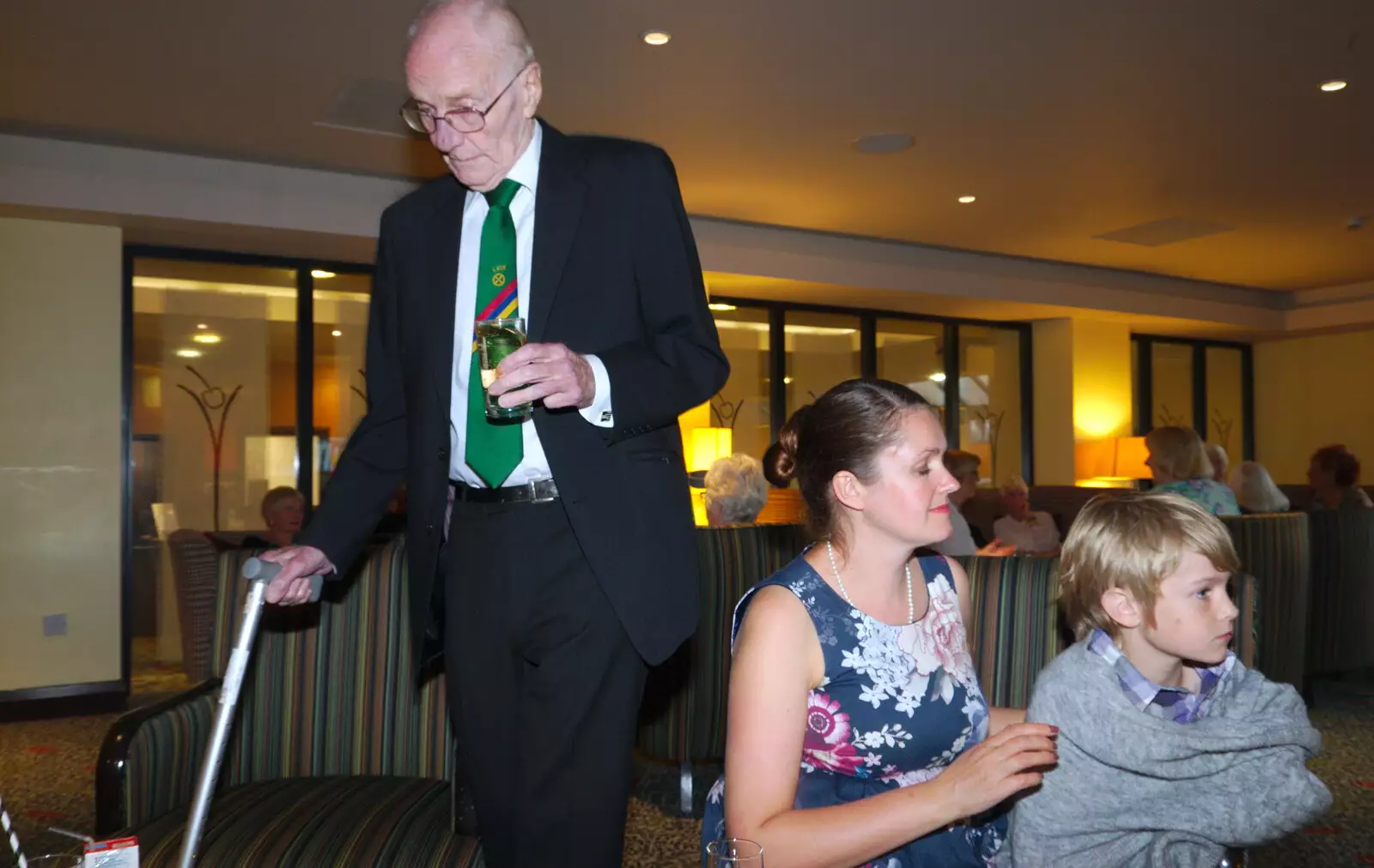 Grandad comes back from the bar with a drink, from Kenilworth Castle and the 69th Entry Reunion Dinner, Stratford, Warwickshire - 14th September 2019