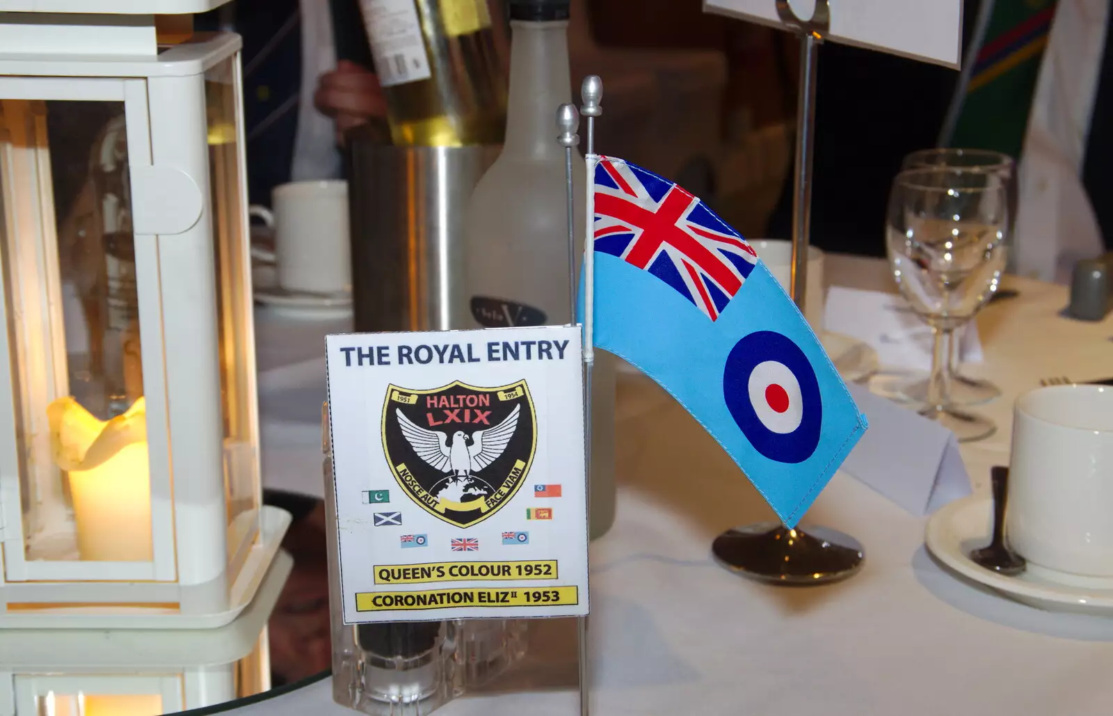 The Royal Entry badge and RAF ensign, from Kenilworth Castle and the 69th Entry Reunion Dinner, Stratford, Warwickshire - 14th September 2019
