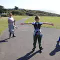 Fred sticks his arms out in the wind, A Trip to the South Coast, Highcliffe, Dorset - 20th September 2019