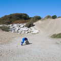 Harry tries to roll a boulder around the beach, A Trip to the South Coast, Highcliffe, Dorset - 20th September 2019