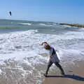 Fred hurls a lump of rock into the sea, A Trip to the South Coast, Highcliffe, Dorset - 20th September 2019