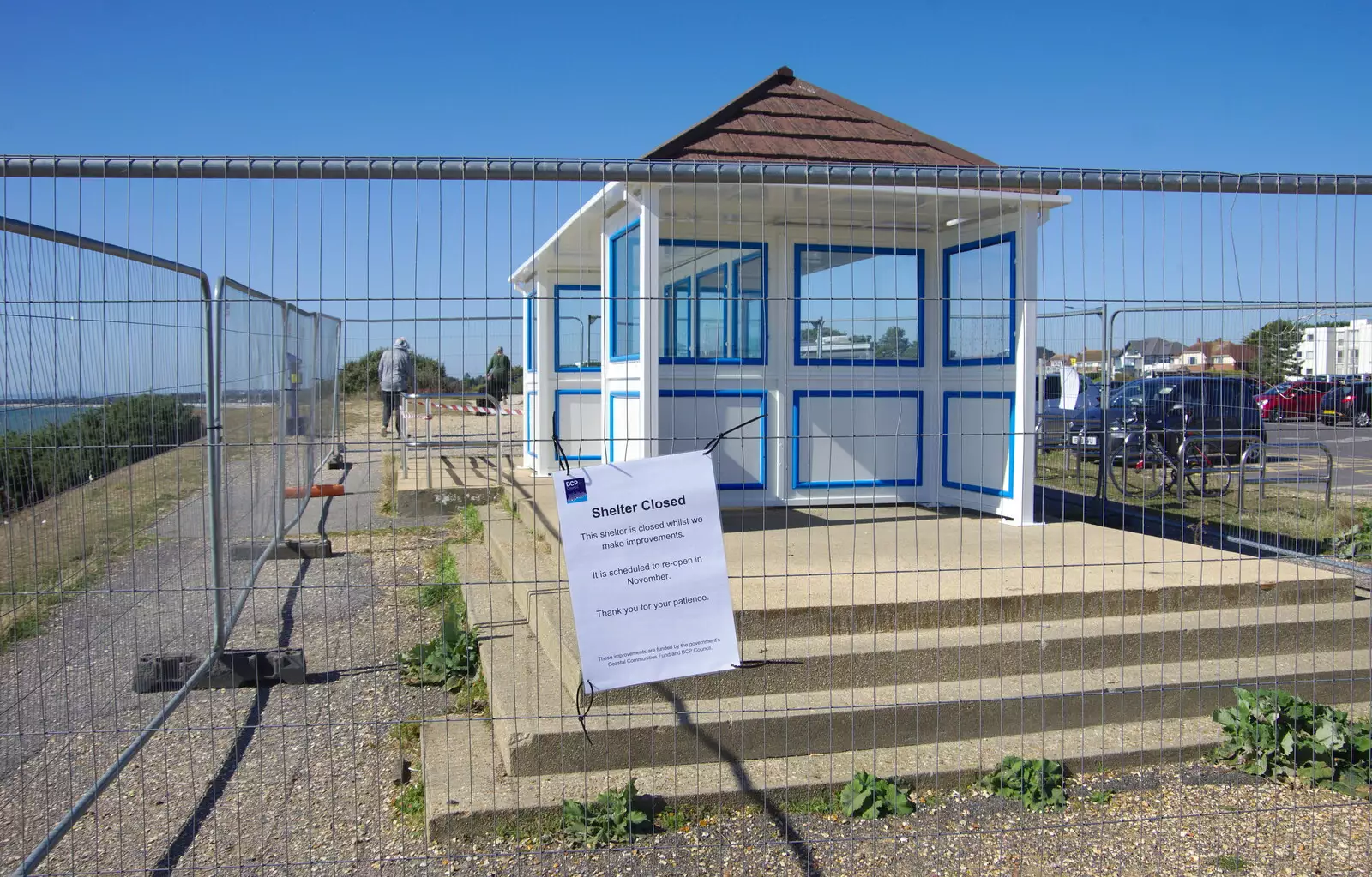 The shelter will be finished by winter, from A Trip to the South Coast, Highcliffe, Dorset - 20th September 2019