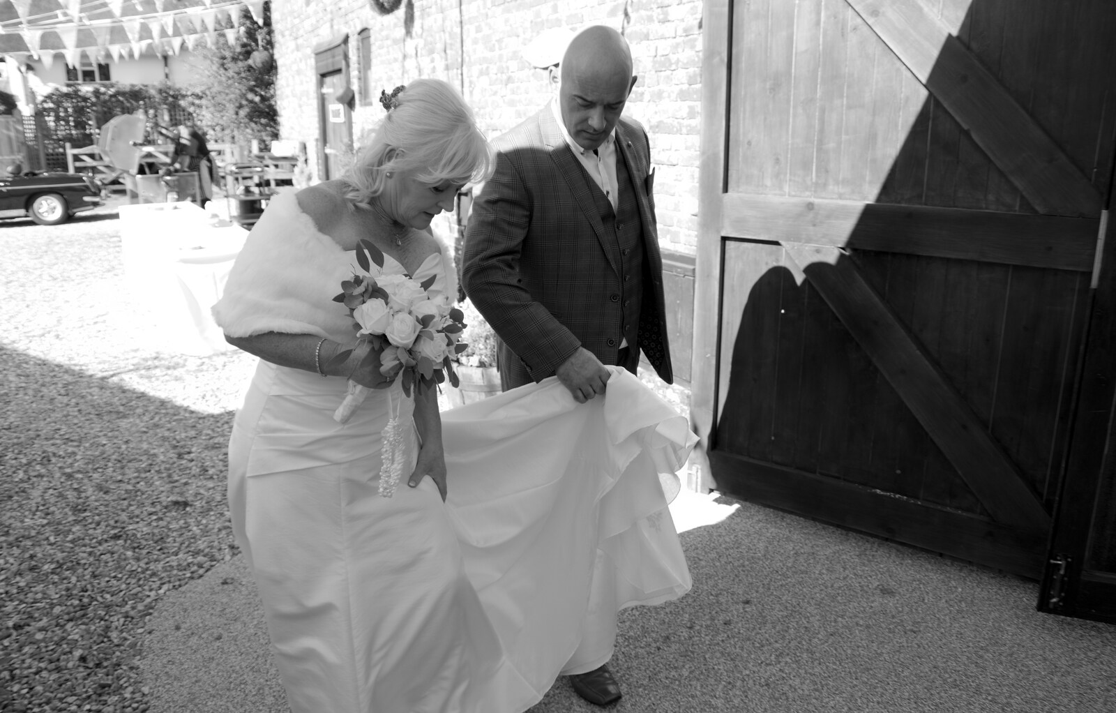 Martina walks in from Neil and Martina's Wedding, The Three Tuns, Bransgore, Dorset - 20th September 2019