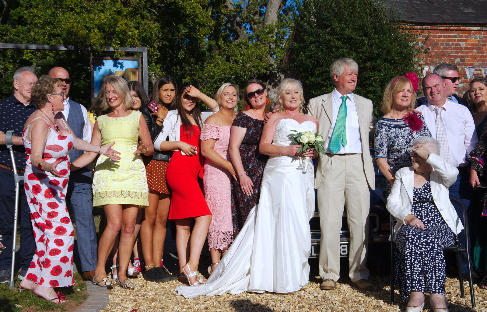 A group photo occurs from Neil and Martina's Wedding, The Three Tuns, Bransgore, Dorset - 20th September 2019