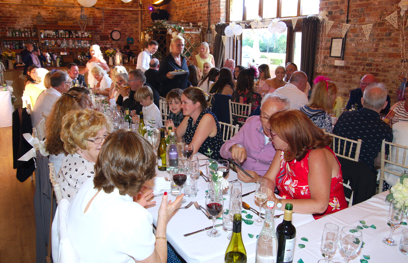 The guests sit down for dinner from Neil and Martina's Wedding, The Three Tuns, Bransgore, Dorset - 20th September 2019