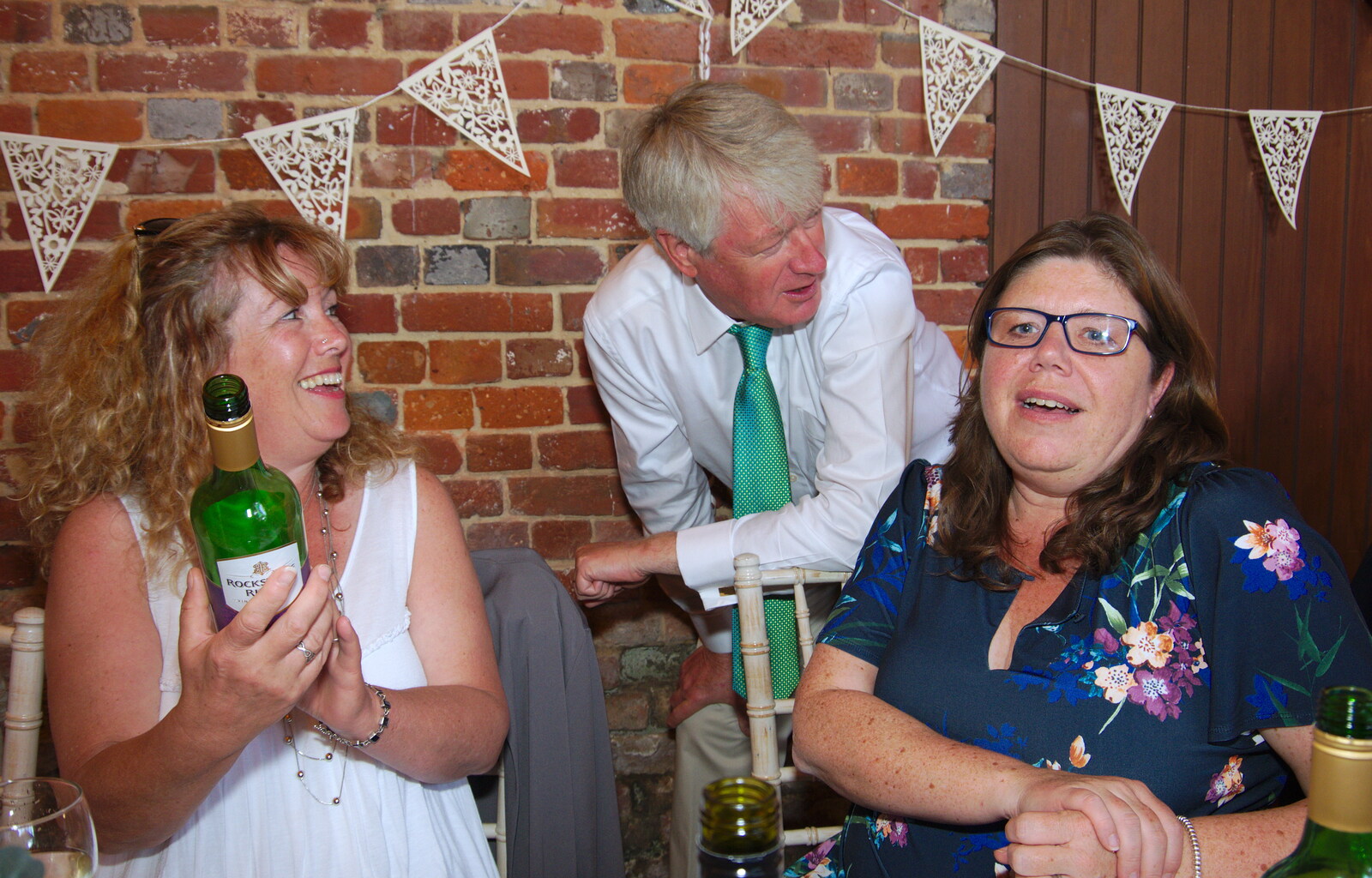 Neil comes over to chat to Cathy and Sis from Neil and Martina's Wedding, The Three Tuns, Bransgore, Dorset - 20th September 2019